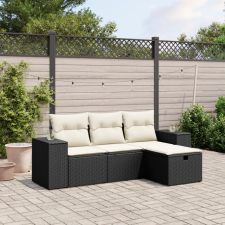 vidaXL 4 részes fekete polyrattan kerti ülőgarnitúra párnákkal kerti bútor