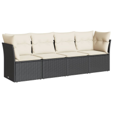 vidaXL 4 részes fekete polyrattan kerti ülőgarnitúra párnákkal (3217226) kerti bútor