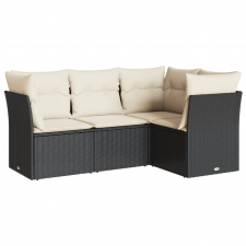 vidaXL 4 részes fekete polyrattan kerti ülőgarnitúra párnákkal (3217576) kerti bútor