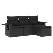 vidaXL 4 részes fekete polyrattan kerti ülőgarnitúra párnákkal (3220064) kerti bútor