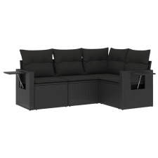vidaXL 4 részes fekete polyrattan kerti ülőgarnitúra párnákkal (3220104) kerti bútor