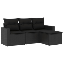 vidaXL 4 részes fekete polyrattan kerti ülőgarnitúra párnákkal (3251202) kerti bútor