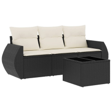 vidaXL 4 részes fekete polyrattan kerti ülőgarnitúra párnákkal (3253403) kerti bútor