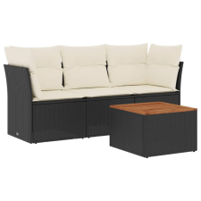 vidaXL 4 részes fekete polyrattan kerti ülőgarnitúra párnákkal (3255797) kerti bútor