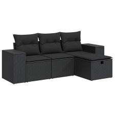 vidaXL 4 részes fekete polyrattan kerti ülőgarnitúra párnákkal (3325651) kerti bútor