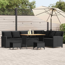 vidaXL 4 részes fekete polyrattan kerti ülőgarnitúra párnával L-alakú kerti bútor