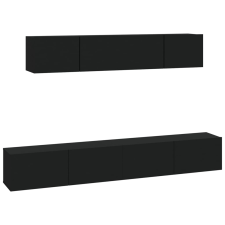 vidaXL 4 részes fekete szerelt fa TV-szekrényszett (3114527) bútor