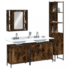 vidaXL 4 részes füstös tölgyszínű szerelt fa fürdőszobai szekrényszett fürdőszoba bútor