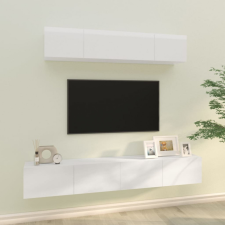 vidaXL 4 részes magasfényű fehér szerelt fa TV-szekrényszett bútor