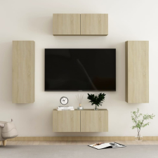 vidaXL 4 részes sonoma-tölgyszínű forgácslap TV-szekrényszett bútor