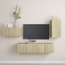 vidaXL 4 részes sonoma-tölgyszínű forgácslap TV-szekrényszett bútor