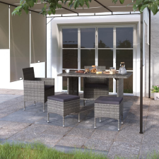 vidaXL 4 részes szürke kerti polyrattan szék- és zsámolyszett kerti bútor