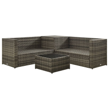 vidaXL 4 részes szürke polyrattan kerti bútorszett párnákkal (313130) kerti bútor