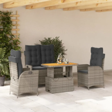 vidaXL 4 részes szürke polyrattan kerti étkezőszett párnával kerti bútor