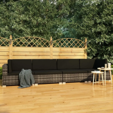 vidaXL 4 részes szürke polyrattan kerti kanapészett párnákkal kerti bútor