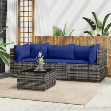 vidaXL 4 részes szürke polyrattan kerti ülőgarnitúra párnákkal kerti bútor