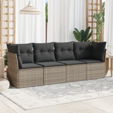 vidaXL 4 részes szürke polyrattan kerti ülőgarnitúra párnákkal kerti bútor