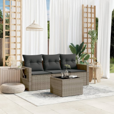 vidaXL 4 részes szürke polyrattan kerti ülőgarnitúra párnákkal kerti bútor