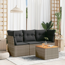 vidaXL 4 részes szürke polyrattan kerti ülőgarnitúra párnákkal kerti bútor