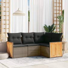 vidaXL 4 részes szürke polyrattan kerti ülőgarnitúra párnákkal kerti bútor