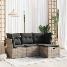 vidaXL 4 részes szürke polyrattan kerti ülőgarnitúra párnákkal kerti bútor