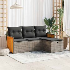 vidaXL 4 részes szürke polyrattan kerti ülőgarnitúra párnákkal kerti bútor
