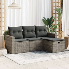 vidaXL 4 részes szürke polyrattan kerti ülőgarnitúra párnákkal kerti bútor
