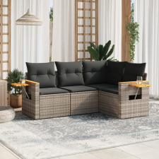 vidaXL 4 részes szürke polyrattan kerti ülőgarnitúra párnákkal kerti bútor