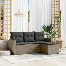 vidaXL 4 részes szürke polyrattan kerti ülőgarnitúra párnákkal kerti bútor