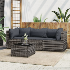 vidaXL 4 részes szürke polyrattan kerti ülőgarnitúra párnákkal kerti bútor