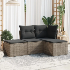 vidaXL 4 részes szürke polyrattan kerti ülőgarnitúra párnákkal kerti bútor
