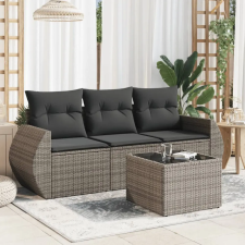 vidaXL 4 részes szürke polyrattan kerti ülőgarnitúra párnákkal kerti bútor