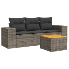 vidaXL 4 részes szürke polyrattan kerti ülőgarnitúra párnákkal (3257649) kerti bútor