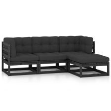 vidaXL 4 részes tömör fenyőfa kerti ülőgarnitúra párnákkal kerti bútor