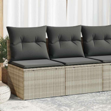 vidaXL 4 részes világosszürke polyrattan akácfa ülőgarnitúra párnákkal kerti bútor
