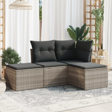 vidaXL 4 részes világosszürke polyrattan kerti ülőgarnitúra párnákkal kerti bútor