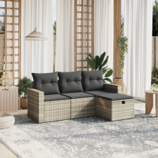 vidaXL 4 részes világosszürke polyrattan kerti ülőgarnitúra párnákkal kerti bútor