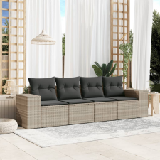 vidaXL 4 részes világosszürke polyrattan kerti ülőgarnitúra párnákkal kerti bútor