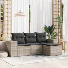 vidaXL 4 részes világosszürke polyrattan kerti ülőgarnitúra párnákkal kerti bútor