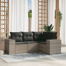 vidaXL 4 részes világosszürke polyrattan kerti ülőgarnitúra párnákkal kerti bútor