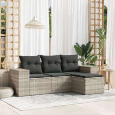 vidaXL 4 részes világosszürke polyrattan kerti ülőgarnitúra párnákkal kerti bútor