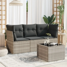 vidaXL 4 részes világosszürke polyrattan kerti ülőgarnitúra párnákkal kerti bútor