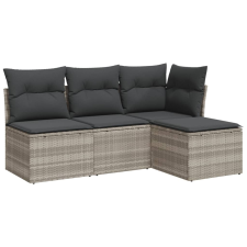 vidaXL 4 részes világosszürke polyrattan kerti ülőgarnitúra párnákkal (3217502) kerti bútor