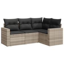 vidaXL 4 részes világosszürke polyrattan kerti ülőgarnitúra párnákkal (3251249) kerti bútor