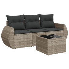 vidaXL 4 részes világosszürke polyrattan kerti ülőgarnitúra párnákkal (3253409) kerti bútor