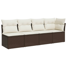 vidaXL 4 személyes barna polyrattan kerti kanapé párnával (366202) kerti bútor