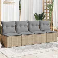 vidaXL 4 személyes bézs polyrattan kerti kanapé párnával kerti bútor