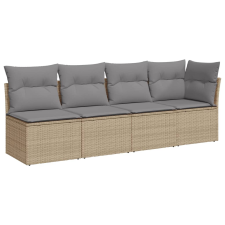 vidaXL 4 személyes bézs polyrattan kerti kanapé párnával (366088) kerti bútor
