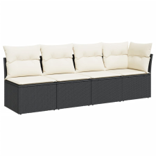 vidaXL 4 személyes fekete polyrattan kerti kanapé párnával (365999) kerti bútor