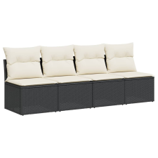 vidaXL 4 személyes fekete polyrattan kerti kanapé párnával (366000) kerti bútor